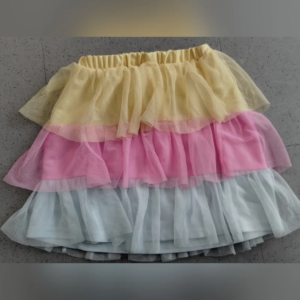 Way To Celebrate Girls Tiered Tutu Mesh Skirt, SZ girl S (6-6x) Yellow Pink Blue - Picture 3 of 16